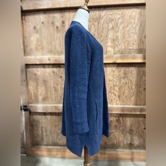Madewell Alpaca Merino Wool Blend Waffle Stitch Open Front Long Cardigan Sweater - Picture 3 of 10